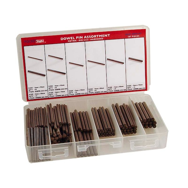 Dowel Pin Asst AS PL Metric 187pc